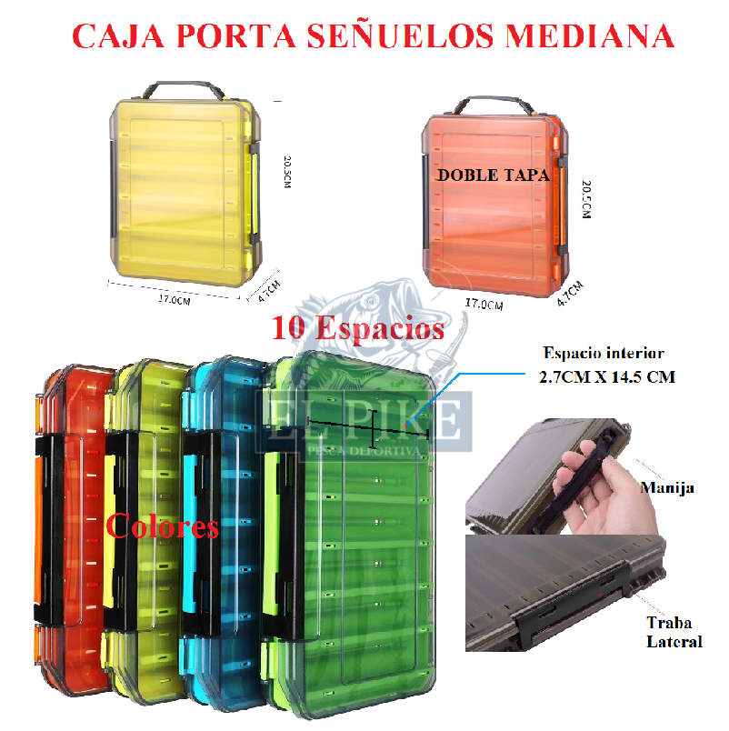 Caja Porta Señuelos de Pesca, 10 Espacios Pequeña
