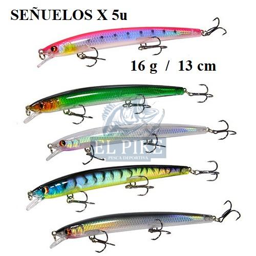 Pack 5 Señuelos Sinking 16g 13cm Pesca Spinning