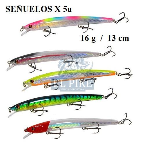 Pack 5 Señuelos Sinking 16g 13cm Pesca Spinning