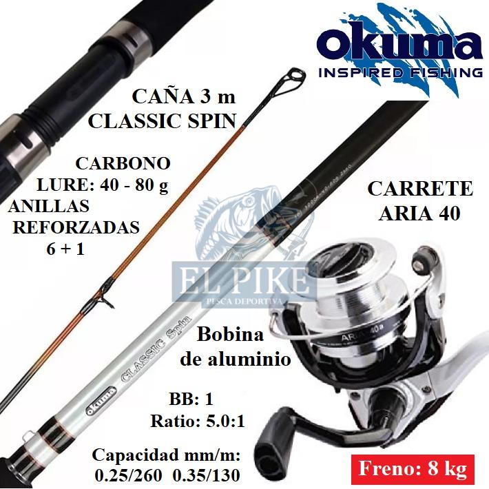 Equipo de Pescar Caña Okuma 3.00 m Con Carrete Okuma 40