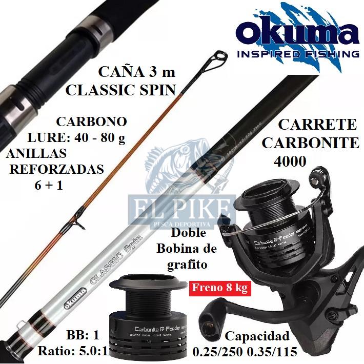 Equipo de Pescar Caña Okuma 3.00 m Con Carrete Okuma 4000