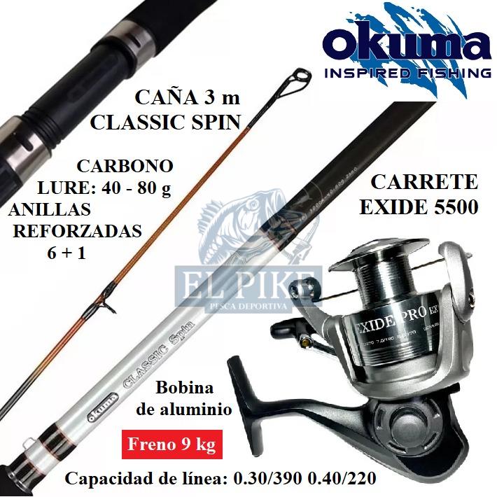 Equipo de Pescar Caña Okuma 3.00 m Con Carrete Okuma 55