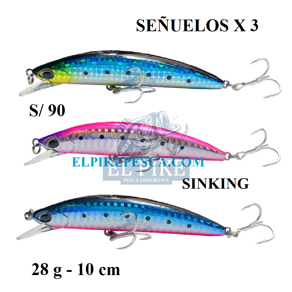 PACK DE 3 SEÑUELOS SINKING DE 28 G Y 10 CM
