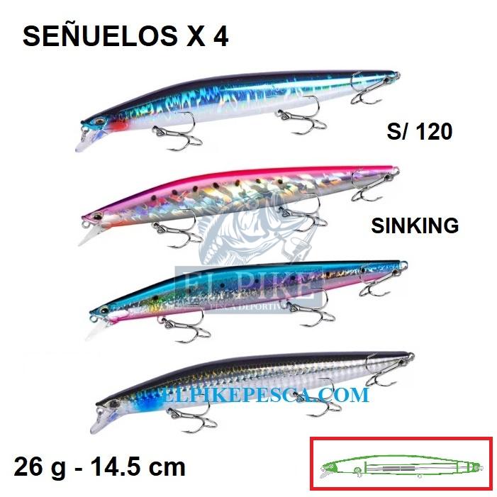 PACK DE 4 SEÑUELOS SINKING DE 26G Y 14.5CM