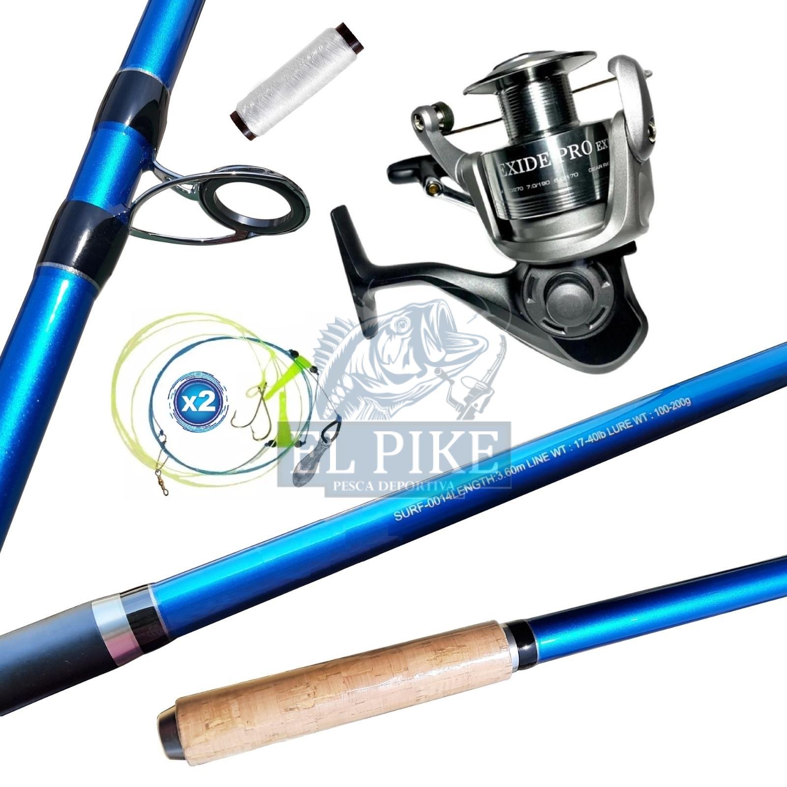 EQUIPO DE PESCA SURFCASTING CAÑA 3.60 M CARRETE 6500 OKUMA