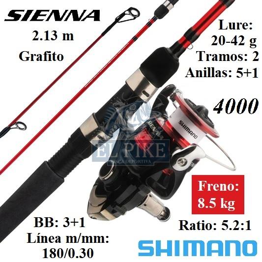 Combo Shimano Caña Sienna 2.13 M Carrete Sienna 4000