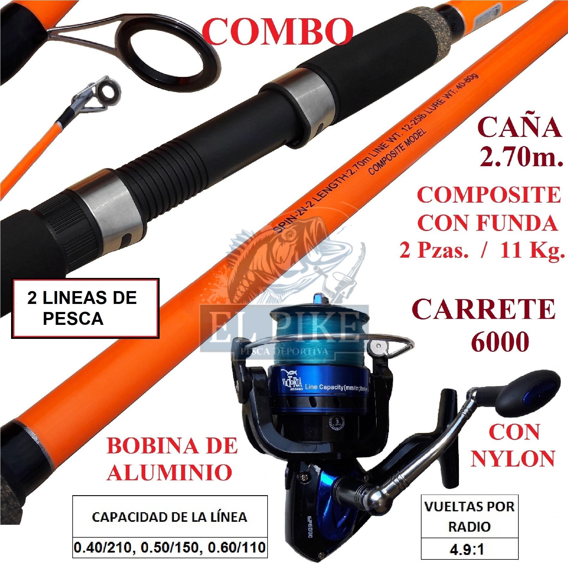 Combo De Pesca Caña 2.70 M. Y Carrete 6000 Pescar