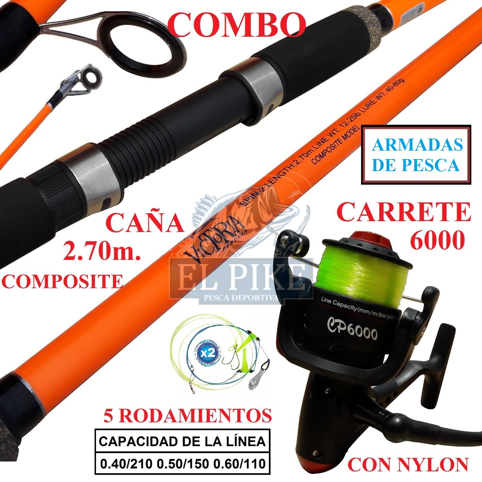 EQUIPO DE PESCA SPINNING CAÑA 2.70 M Y CARRETE 6000