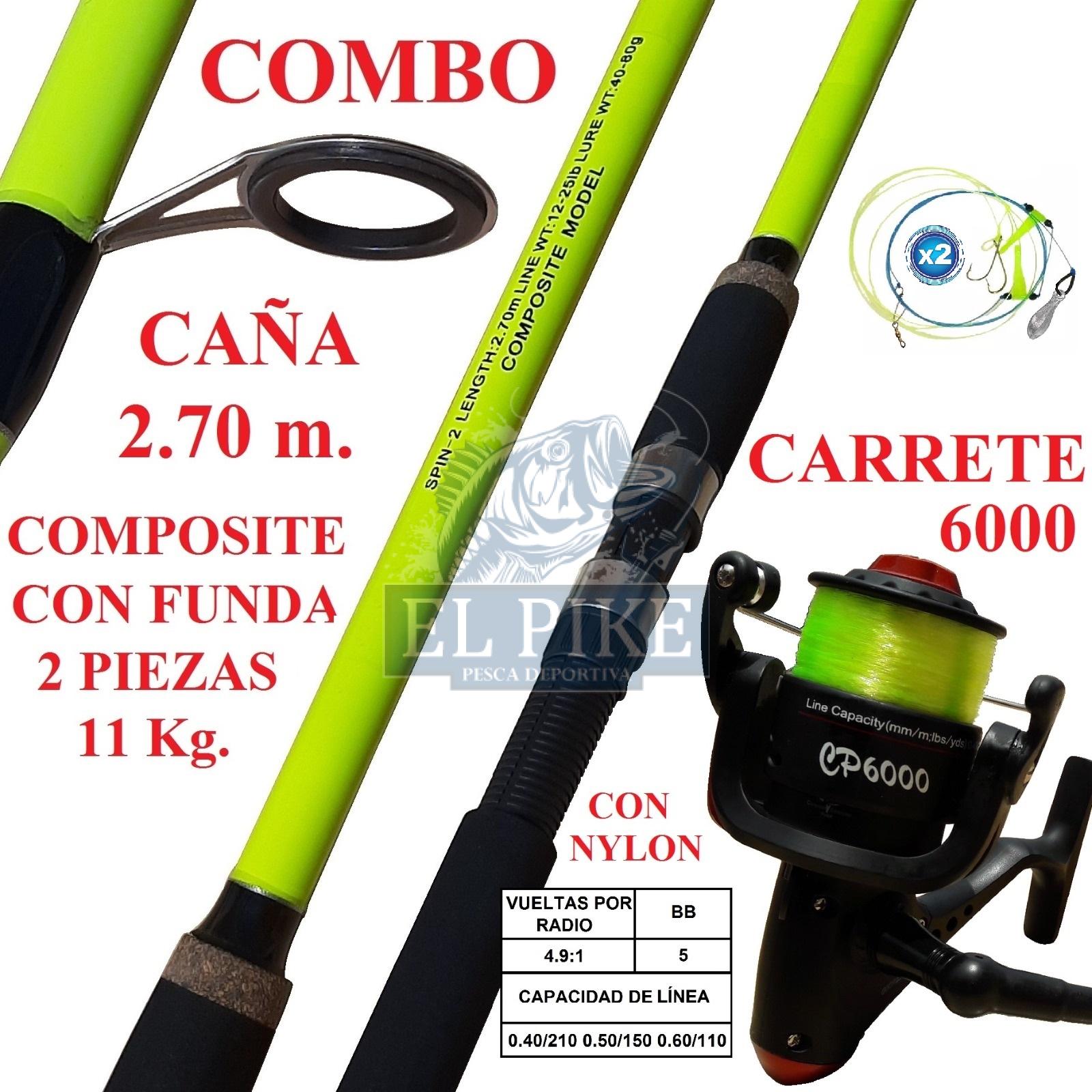 EQUIPO DE PESCA SPINNING CAÑA 2.70 M Y CARRETE 6000