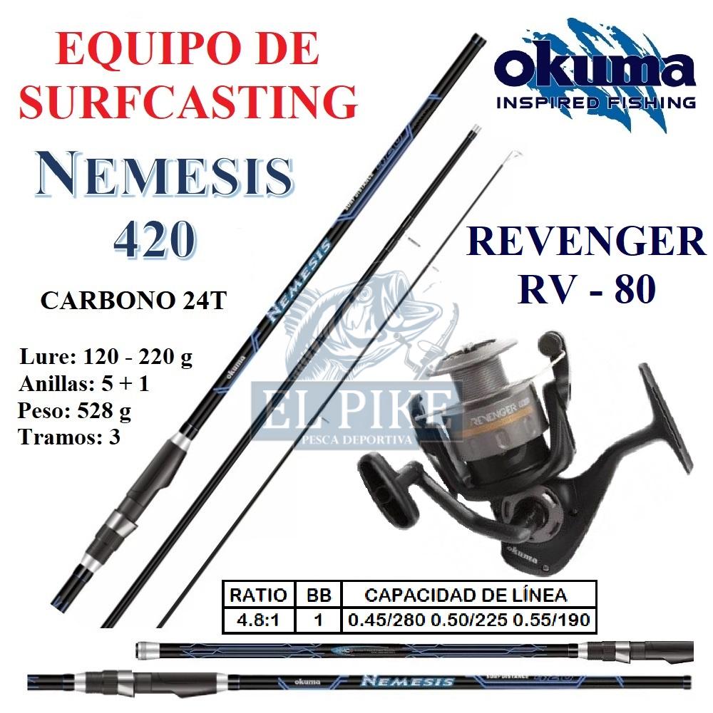 Combo De Pesca Surfcasting 4.20m. Okuma Carrete 8000 Pescar